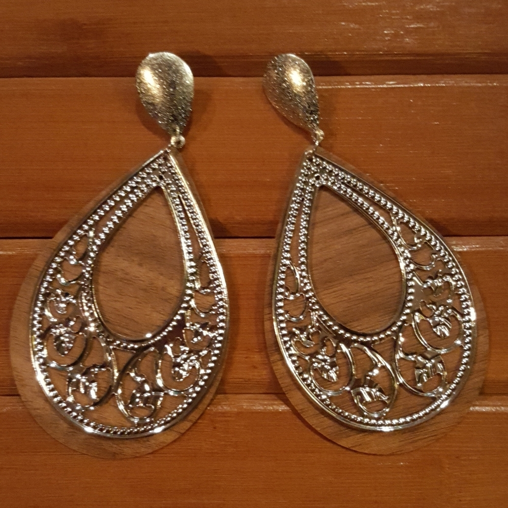 SILVER OVER WOOD EARRINGS